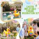 Hungdao 4ft Easter Inflatable Duck with Bunny Ears Blow up Kit, Easter Golf Cart Decorations with Garlands Streamers Fan Flag for Parade Car Yard Outdoor Party Decor