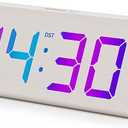 Wooden Digital Alarm Clock with Dual USB Charging Ports, DST, Dimmable, Snooze, Modern Large Time Display LED Clock for Kids Bedrooms, Living Room, Desk, Table, Bedside, Nightstand 