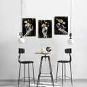 WELMECO Skull Wall Decor Gothic Room Decor Pictures Skull Art Painting Halloween Decoration 12"x16"x3 Pieces (Gold)