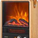 shinic Electric Fireplace Heater, 3D Flame Effect & Sound (Oak), 11.8" x 6.1" x 14.7"