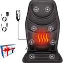 Back Massager with Heat,8 Vibration Motors Massage Chair Pad for Shoulder and Back, Deep Tissue Vibration Seat Cushion for Body Pain ReliefHome Office Chair Use, Gifts for Women,Men,Black