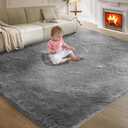 Ultra Soft Rug for Living Room, 6X9 Fluffy Shag Area Rug for Bedroom, Modern Shaggy Carpets Fuzzy Rug for Teens Dorm Nursery Home Decor Aesthetic, Upgrade Anti-Skid Durable, Grey