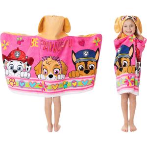 Franco Paw Patrol Pink Bath/Pool/Beach Soft Cotton Terry Hooded Towel Wrap, 24" x 50", Kids (24 in x 50 in, Multicolors)