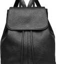 BOYATU Womens Full-Grain Leather Backpack Purse, Minimal Structured Design, Work Commuter & City Travel, Compact Everyday Essentials (Black)