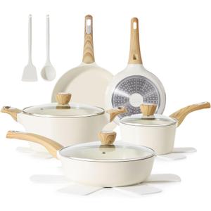 SENSARTE Ceramic Cookware Sets, Pots and Pans Set Non stick, Granite Induction Cookware, Non toxic Healthy Non Stick Kitchen Cooking Set, with Frying Pans Set, PFAS PTFE PFOA PFOS Free,14 Pcs (Medium)