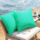 Outdoor Waterproof Pillow Covers 18x18 Set of 2 Decorative Patio Furniture Cushion Cases Outside Decor Couch for Garden Bench Porch Patio Tent Sofa, Aqua