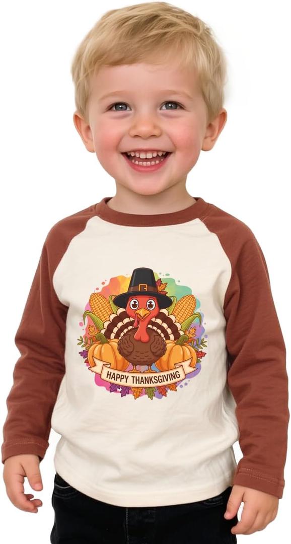 Thanksgiving Shirts for Kids Boys Girls Toddler Funny Turkey Pumpkin Graphic T-Shirt Clothes Tops Tee 2T-8Y