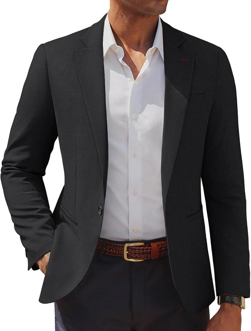 PJ PAUL JONES Men's Casual Blazer One Button Lightweight Sport Coats Solid Notched Lapel Suit Jackets, Size M