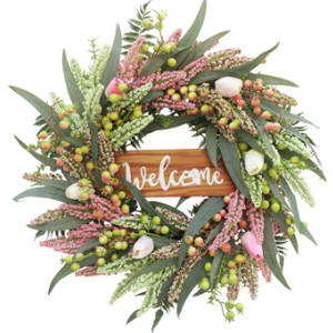 Halloween Wreath Wreath for Home Seasonal Holiday Featuring Elegant Wheat and Pumpkin Design Perfect for Door Wall or Indoor Use (Green, 55x55x8cm)