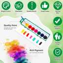 Watersay 24 Pack Valentine's Day Watercolor Paint Sets Bulk 8 Colors Washable Water Color Paint with Wooden Brush for Art Projects Party Favors Gifts(Green)