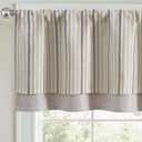 jinchan Colorful Striped Linen Double Layer Valance Pinstripe Rustic Cafe for Living Room Bathroom Light Filtering Drapes for Small Window Farmhouse Valance Rod Pocket 1 Panel 18 Inch Multi Blue