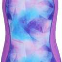 beautyin Girls One Piece Swimsuits Size 7-16 Athletic Racerback Bathing Suit (15-16 Years, Purple)