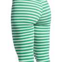 ToBeInStyle Women's Thin Horizontal Stripe Opaque Tights Pantyhose - Regular or Plus (White/Kellygreen)