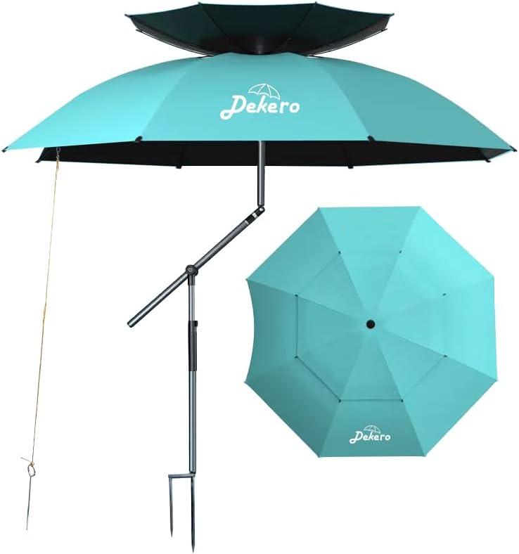 8ft large Beach Patio Umbrella with Sand Anchor, Heavy Duty Wind UV Protection with Tilt & Sun Shade, Portable for Beach, Patio, Travel, Sport, Boat, Outdoor or Garden