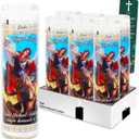 6 Pack Saint Michael The Archangel White Religious Candles - Bundle of 8" Glass Devotional Candles for Vigils, Prayers, Blessing Ceremonies, More
