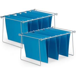 Blue Summit Hanging File Bars For File Cabinet, Letter Size, 13x17.5, Metal Files Holder Bars on Desktop, File Drawer Organizer Insert, Filing Cabinet Organizer Insert, Set of 2