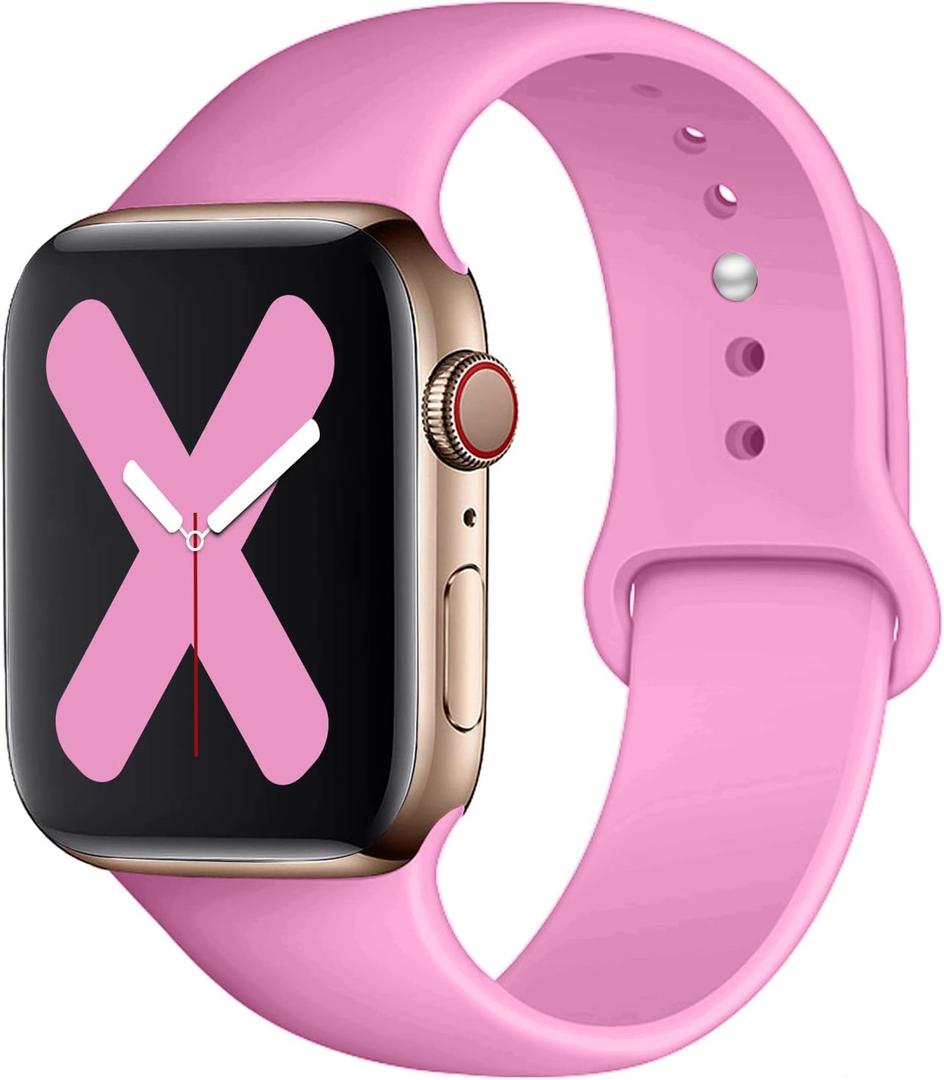 Compatible with Apple Watch Band 41mm 40mm 38mm 49mm 45mm 44mm 42mm,Soft Silicone Sport Band Replacement Strap with Classic Clasp for iWatch Series 8 7 6 5 4 3 2 1 SE