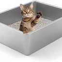 Amazon.com: Kirecoo Stainless Steel Cat Litter Box - Metal High Sided Cat Pan, Large Stainless Steel Box, Indoor Litter Tray, Non Stick, No Smell, Easy to Clean, Pet Toilet Supplies for Kitten, Kitty, Rabbit : Pet Supplies
