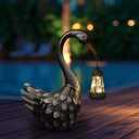 HONGLAND Black Swan Solar Garden Statue Outdoor Decor Bird Decor Lawn Ornament for Backyard Patio Porch Poolside