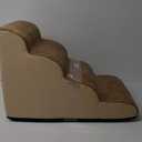 Dog Stairs for Small Dogs, Curved Dog Step for Puppy, Older or Cat, Medium Pet Ramp for Sofa, Couch or Bed, Ladder with High Density Foam, 15.7x28.3x19.7 inch, 4 Step, Light Brown