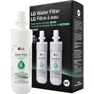 LG LT700P2 6-Month / 200 Gallon Refrigerator Replacement Water Filter, 2 Count (Pack of 1), White
