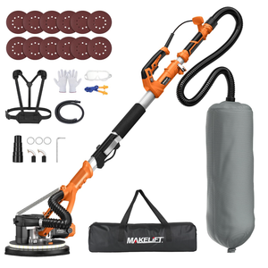 Drywall Sander with Vacuum Dust Collector,1050W 7.33A Popcorn Ceiling Removal Tool,LED Light,5 Variable Speed 1000-2100RPM,Foldable & Extendable Handle