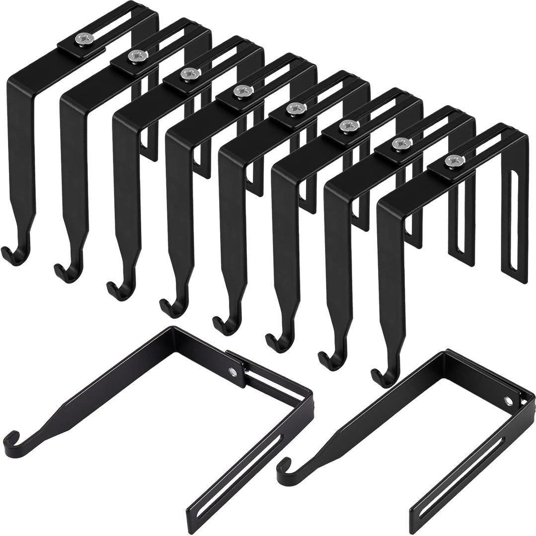 Amylove 8 Pcs Adjustable Cubicle Hanger Universal Partition Metal Cubicle Hooks Door Hanger, Adjusted to Fit Panels with 1 3/8 Inch to 3 1/2 Inch Thickness for Office Whiteboard (Black)