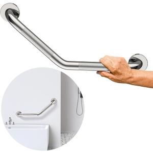20 Inch Angled Grab Bar 4 Pack, YuanDe Polished Chrome Bathroom Grab Bar Handle w/Anti-Slip Knurled Grip, Stainless Steel Bath Balance Bar, 1.25" Tube Safety Hand Rail Support,Handicap Elderly Senior