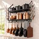 KES 30-Inch Pot Rack Wall Mounted, 8 Secure Lid Holders & 12 Sturdy Hooks