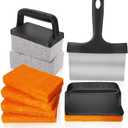 10 Pieces Griddle Cleaning Kit for Blackstone & More - Professional Flat Top Grill Cleaning Kit with Heavy Duty Griddle Scraper, Grill Stones, Scouring Pads & Ergonomic Handles