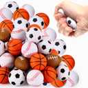 WELLVO Sports Party Favors 24 Pack 1.6 inch Sports Stress Relief Toys Goodie Bags Stuffers Mini Foam Fidget Toys for Stress Anxiety Relief Classroom Prizes Kids Return Gifts Birthday Party Favors
