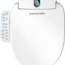 Round Bidet Toilet Seat, Smart Heated Toilet Seat with Warm Water and Dryer, Soft Close Bidet Seat with Adjustable Temperature, Stainless Steel Nozzle