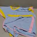 LAJIOJIO Shorts Sets Women 2 Piece Outfits,Casual Loose Short Sleeve Tops Shorts Two Piece Outfits Sweatsuits (X-Large, Blue)