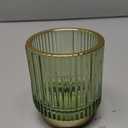 DASITON Makeup Brush holder Organizer,Crystal Cosmetic Makeup Brush Glass Brushes Storage Holder, Vintage Make Up Brush Cup Pen Pencil Holder Striped Vase