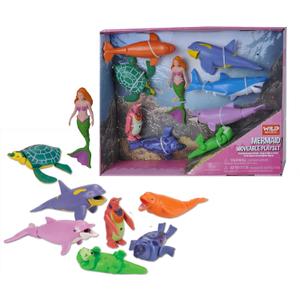 Wild Republic Mermaid Moveable Action Playset, Aquatic Animals, Kids Gifts, Water Toys, 9-Pieces