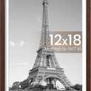 upsimples 12x18 Picture Frame, Display Pictures 11x17 with Mat or 12x18 Without Mat, Wall Hanging Photo Frame, Brown, Pack of 1