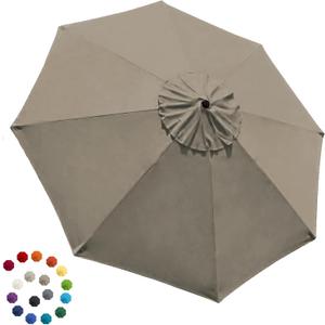 EliteShade USA 9FT Patio Umbrella Replacement Covers 8 Ribs Market Umbrella Canopy Cover (CANOPY ONLY) (Khaki)