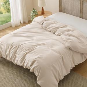 Bedsure Oat Milk Duvet Cover King Size Only - Prewashed Cotton-Like Polyester Extra Soft All Season Bedding, Includes 1 Duvet Cover 104x90 Inches with Zipper Closure, (No Comforter)