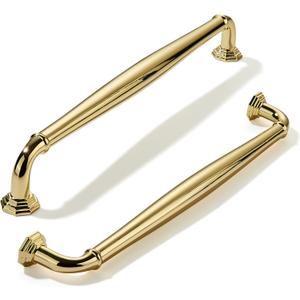 khtumeware 10 Pack 8 Inch(203mm) Polished Brass Cabinet Pulls Unlacquered Gold Cabinet Handle Heavy Duty Solid Cabinet Hardware for Cupboard Drawer Pulls Dresser Handle