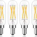 T8 4-Watt E12 LED Light Bulb, Dimmable (0-100%), Soft White 3000K, Clear Tubular Candelabra Light Bulbs 40W Equivalent for Sputnik Chandeliers, Glass Mason Jars, Hanging Pendant Lamp,4-Pack