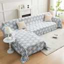 LOMAO Couch Cover Sofa Covers for 3 Cushion Sectional Couch Covers L Shape Couch Cover with Tassel Sofa Protector Washable Reversible Chenille Sofa Slipcover for Pet (1-Light Grey,XLarge71 * 134)