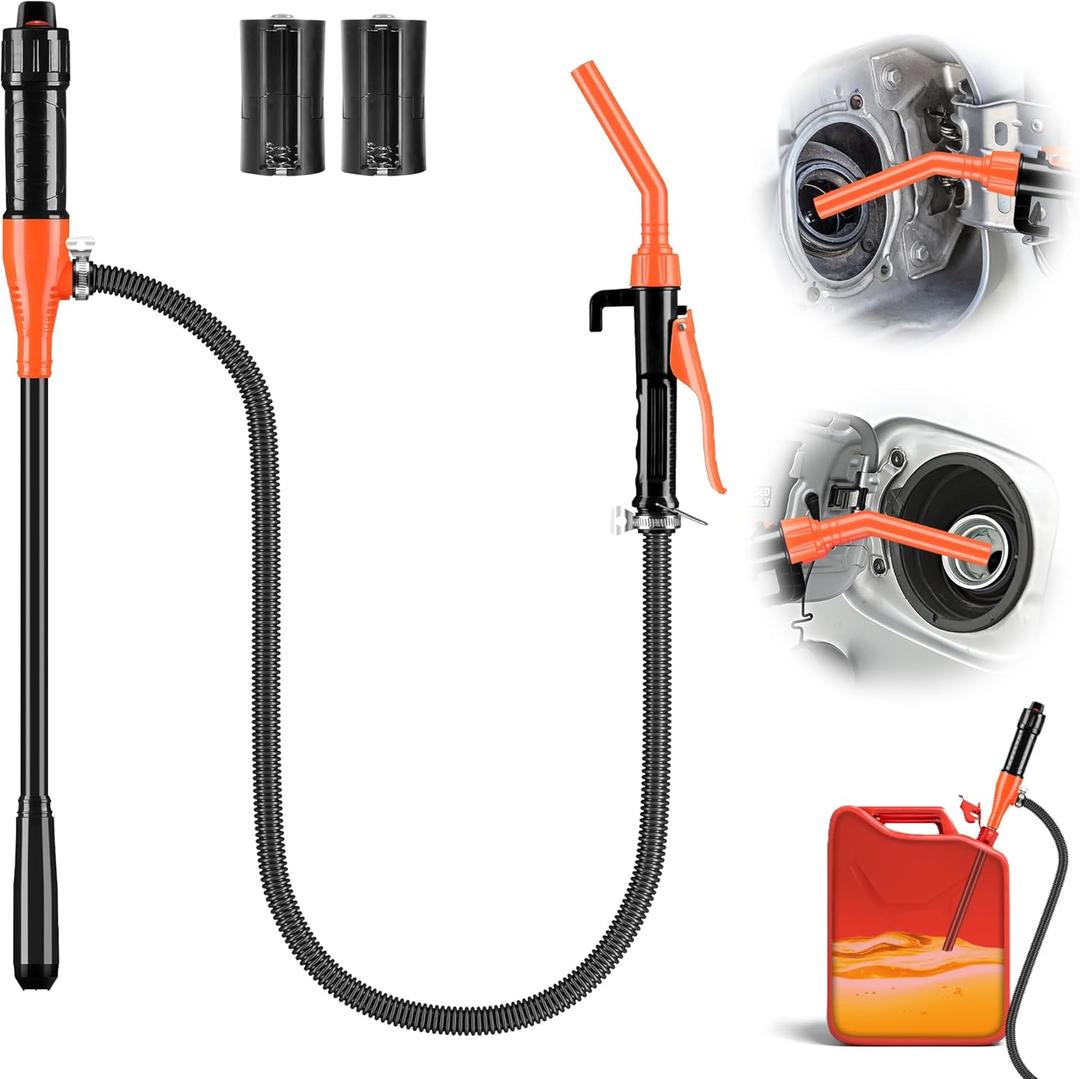 Cordless Electric Fuel Transfer Pump, Portable Battery Powered Hand Fuel Pump, Universal Fit for Vehicles, Boats, Lawn Equipment, Emergency, Power Outage & Home Use (Orange Black)