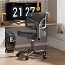 KSYEBT Small Office Desk Chair, Ergonomic Adjustable Home Office Swivel Chairs with Wheels, Comfy Mesh Rolling Computer Desk Task Armless Chair for Home, Bedroom, Study, Adults, Classic Black