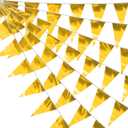 130FT Gold Glitter Triangle Pennant Banner Flag Metallic Bunting Fabric Garland for Christmas Graduation Wedding Engagement Anniversary Bachelorette Birthday Bridal Shower Valentine's Party Decor