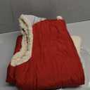 Womens Sherpa Fleece Full Zip Reversible Vest Warm Color Block Hoodie Outwear with Pocket (Large, Wine Red)