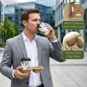 ZOOFOX 100 Pack Disposable Drink Carriers, 2-Cup Perforated Pulp Fiber Cup Holder for Hot and Cold Drinks, to Go Coffee Trays for Car Food Delivery, Restaurants, Cafes and Coffee Shops