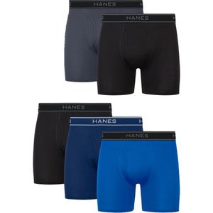 Hanes Men's Underwear Boxer Brief Pack, Performance Stretch Underwear, Moisture-wicking Boxer Briefs for Men, 5-pack, M