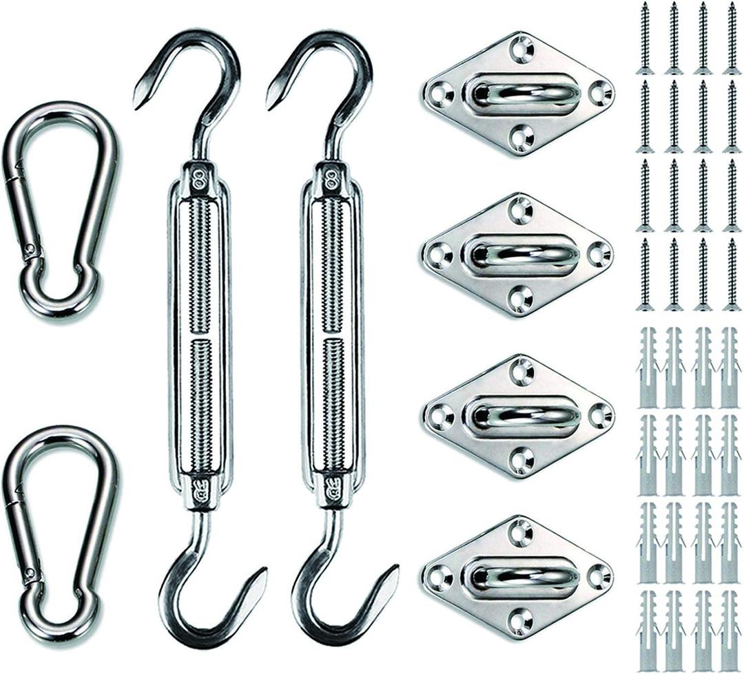 LOVE STORY Shade sail Hardware Kit for Rectangle Heavy Duty Sun Shade sail Installation 8 Inches Stainless Steel for Deck Garden Lawn Patio