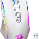 Redragon Wireless Gaming Mouse, Tri-Mode 2.4G/USB-C/Bluetooth Mouse Gaming, 12000 DPI, RGB Backlit, Fully Programmable, Rechargeable Wireless Computer Mouse for Laptop PC Mac, White