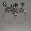 DRESBE Light Up Disco Ball Headbands Silver LED Alien Headband Glow Party Hair Accessories for Women(2pcs) (Free Size)